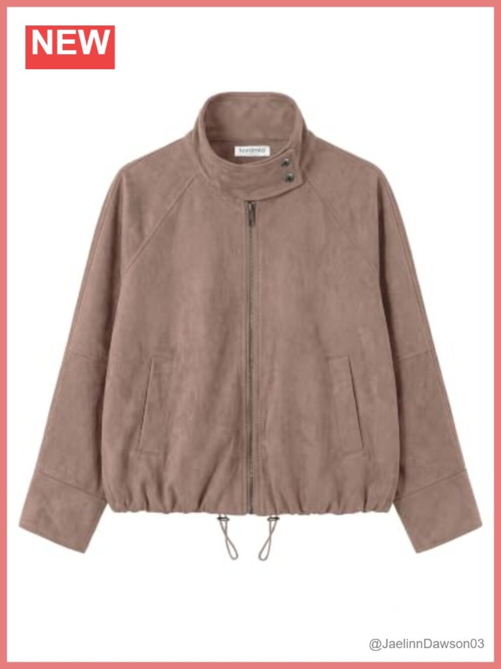 Faux Suede Cropped Funnel Neck Zip Up Casual Jacket Women